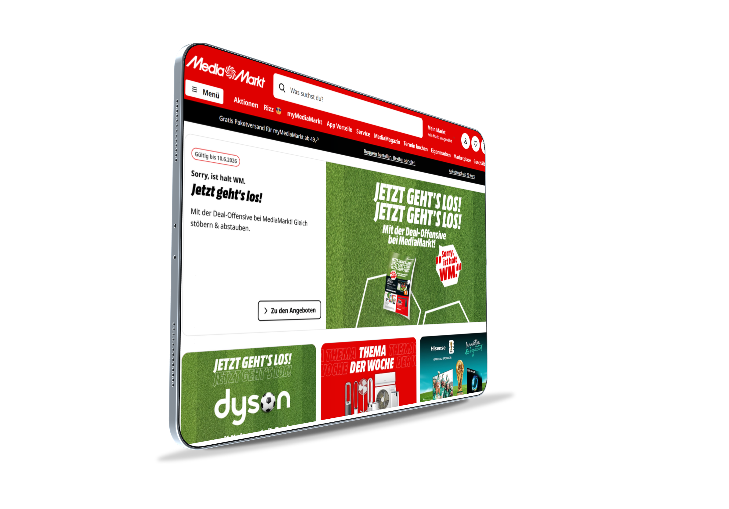 MediaMarkt-Saturn — Tablet mit deutscher Startseite (hinten)